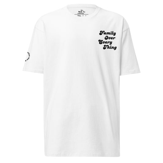 Embroidered Design "FAMILY OVER EVERYTHING" (By: The White Tee Collection)